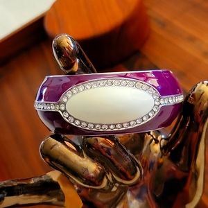 Enamel Bangle Bracelet with Rhinestones